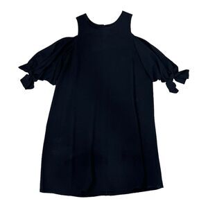 Charles Henry Black Multimedia Tie Sleeve Swing Dress S